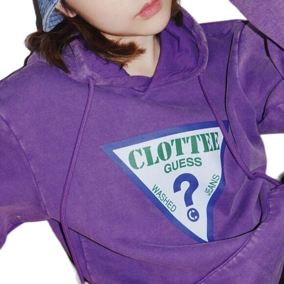 Guess x Clottee Hoodie Jacket Pullover Purple Sweatshirt Top • NEW WITH TAGS - Picture 4 of 14